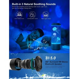 mumisuto Jellyfish Lamp, Jelly Fish Light Lamp, Jellyfish Tank Aquarium Lamp Night Mood Light Bluetooth Speaker with Remote for Home Office Living Room Decor Adults Birthday Christmas (Black)