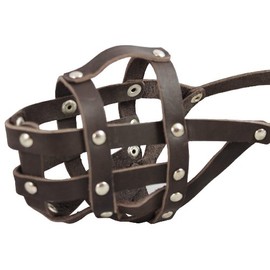Real Leather Dog Basket Muzzle #104 Brown - Amstaff (Circumference 11.8", Snout Length 3")