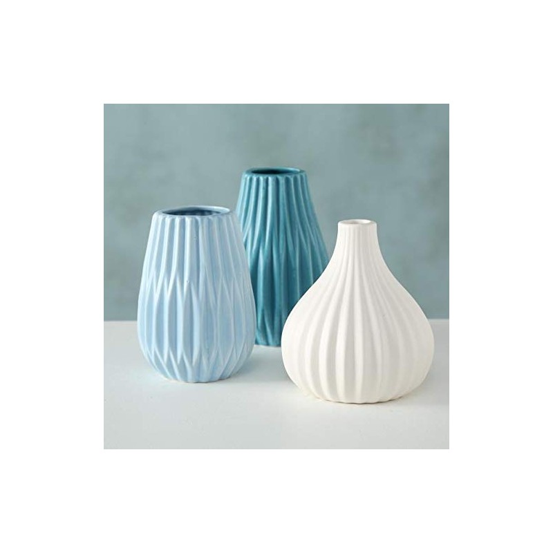 Boltze Wilma Vase 3 Assorted Height 12 cm Blue Stoneware