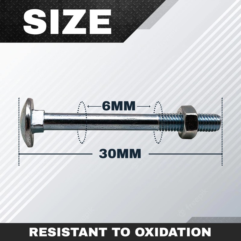 DOJA INDUSTRIAL Carriage Bolts and Nuts Set, 6 x 30