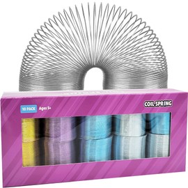The Dreidel Company Metal Coil Spring, Goody Bag Fillers, Party Favor for Kids, Variety of 2.4" (60mm) Individually Boxed (10-Pack)