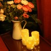 H-BLOSSOM Flickering Flameless Candles Ivory Real Wax Pillar with Embedded