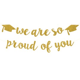 2025 Graduation Decorations Pre-Strung Blingbling We Are So Proud of You Banner Glitter Graduation Garland for Class of 2025 High School College Grad Party (Golden)