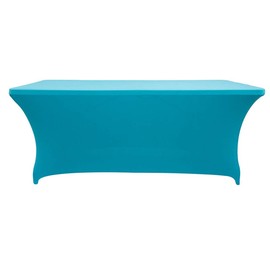 Stretch Table Set Tablecloth Rectangular Table Cover for 4/6/8 Ft Rectangular Tables Fitted Tablecloth for Standard Folding Tables(Light Blue,96x29x30,31.7 oz)