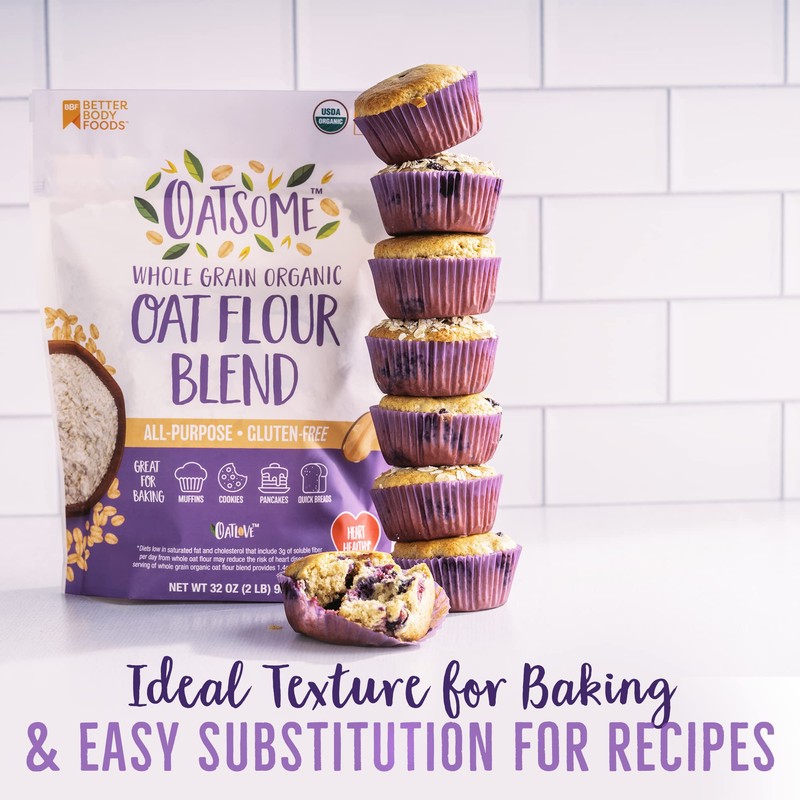 Oatsome Organic Oat Flour Blend, Whole Grain, Gluten-Free, All Purpose