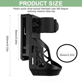 SQLJYU 360 Degree Rotation Torch Holster for Belt, Tactical Torch Case with Lever Side Lock System - Practical PVC Bag for Torches with 22-32 mm Diameter