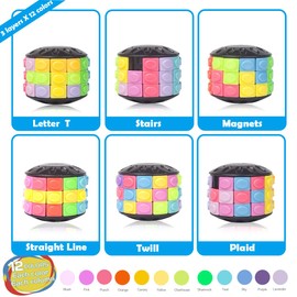 R.Y.TOYS Rotate and Slide Puzzle-Design Patent,Fidget Toys(Restore Order/Create Patterns) 12 Colors,3 Layers-Open Cover for Quick Play,Brain Teaser,Sensory Toys,Birthday Gifts