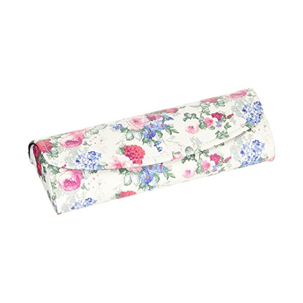 Nagoya Glasses 2163-02 White Compact Rose Pattern Stylish Semi-Hard Case