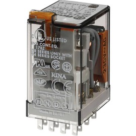 FINDER 55.34.8.024.0050 24VAC Coil, 4PDT, 7-AMP, Agni Contact, Lockable Test Button & LED, Plug-in Relay