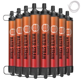 Lormandy Straw Water Filter, Personal Water Filtration System, Water Purifier, Outdoor Emergency Survival Gear and Equipment for Hiking Camping Accessories Travel Fishing Emergency Preparedness (8PCS)