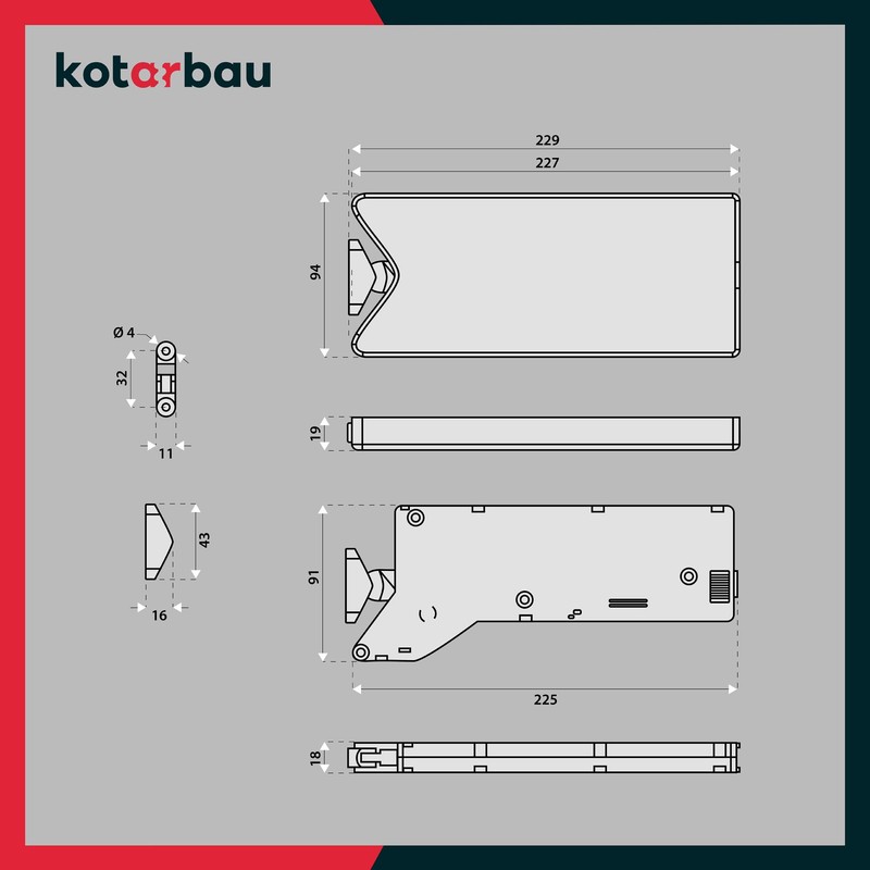 KOTARBAU® Universal Flap Fitting Lift II White PVC Flap Holder