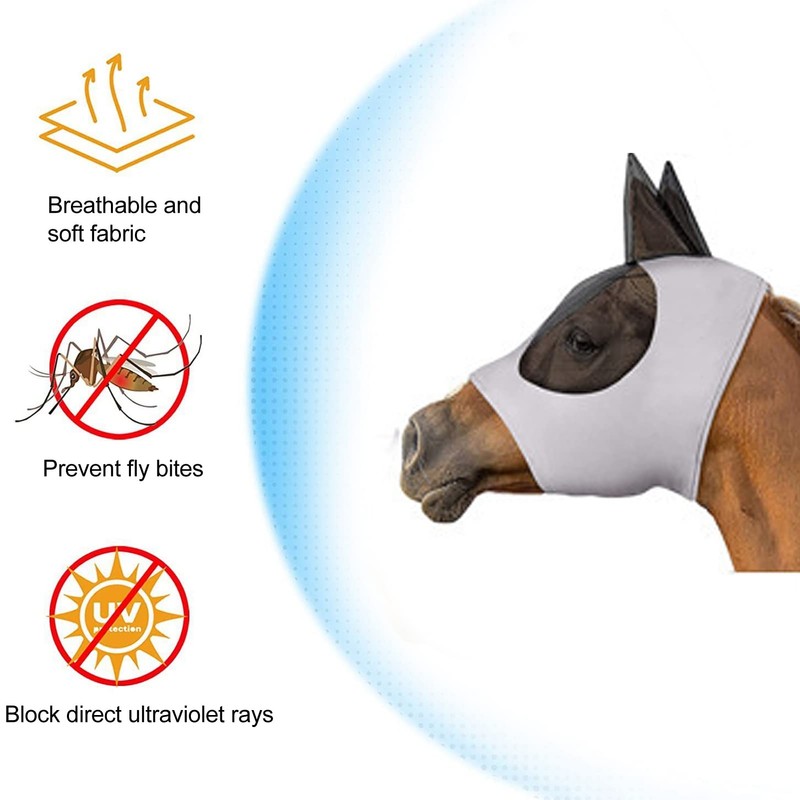 Horse Fly Mask, Adequate, Breathable Fabric, Wide Applications, with Ears,