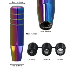 Meibaolin Long Shift Knob Weighted Aluminum Alloy Polished Metal Driving Handle Stick Gear Shifter Knobs Transmission Fit Most Cars Trucks SUV Automated Manual Vehicles Multicolored