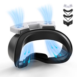 STARTRC GAMES Facial Interface Cooling Fan for Meta Quest 3S Accessories, Soft PU Leather & Ice Silk Cotton Face Pad Compatible with Oculus Quest 3S, Adjustable Fan to Relieve Lens Fogging (3 Speeds)