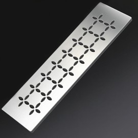 Hxszk Floral Design Brushed Stainless Steel Shower Shelf for 12" Prefab Niches - Tool-Free Drop-in, Fits Standard 1/8 Inch Grout Lines (Matte Silver)