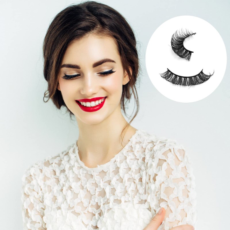 WLLHYF Russian Strip False Lashes Cat Eye Fluffy Wispy Faux