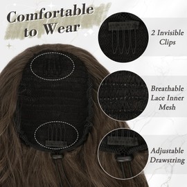 BARSDAR Light Brown Ponytail Extension, Drawstring Ponytail for Women, 26 Inch Long Curly Wavy Pony Tails Hair Extensions Synthetic Clip in Pony Tails Hairpieces Fake Ponytail, Light Brown