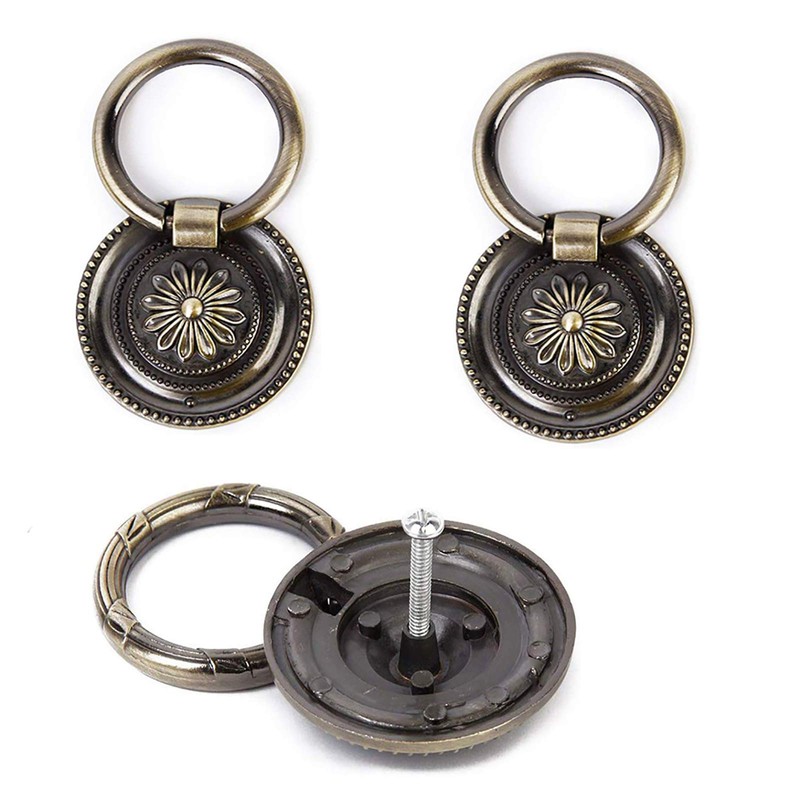 YankMooM Antique Drawer Pulls Bronze Dresser Pull Rings Round Drawer