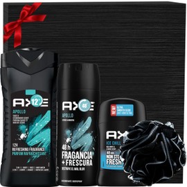 Father's Day Gift Set for Men, Includes Apollo Body Wash, Apollo Deodorant Stick, Ice Chill Deodorant Stick, Men's Shower Loofah in Gift Box, for Him Dad Fathers Man Boyfriend