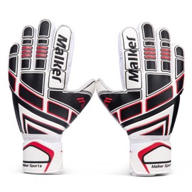 Malker Goalkeeper Gloves for Adults and Teenagers / Children with Finger Protection, Strong Grip, Non-Slip, Prevents Injury, 8