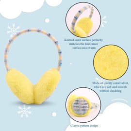 Outdoor Winter EarMuffs for Kids Boys Knitted Ear Cover Plush Toddler Girls Ear Warmer 3-8 Years (Yellow)