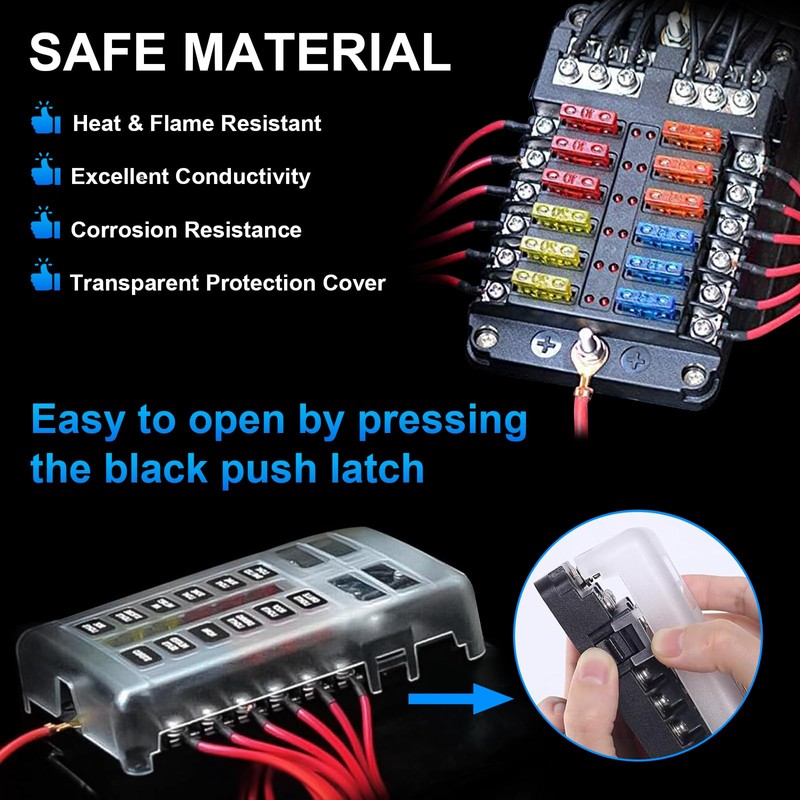 Sycreek 32 V 12-Way Fuse Box, Blade Atc/Ato Fuse Box,