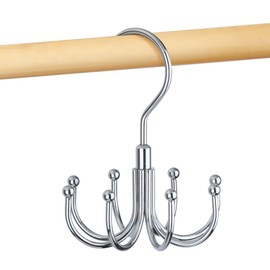 Omhomety Belt Holder Belt Storage, Rotating Metal Belt Organiser Can Hold up to 24 Belts, Space Saving Belt Hanger Wardrobe Organiser, Silver