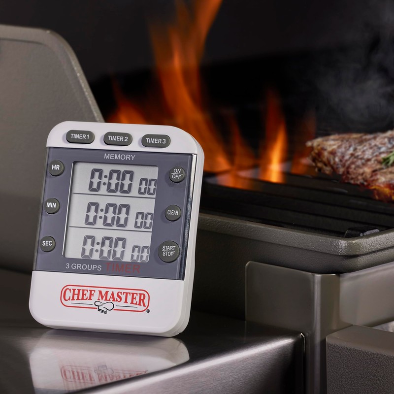 3-Channel Digital Timer by Chef Master, Triple Channel Count Up/Down