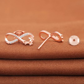 MicLee Earrings studs for women, 925 sterling silver earrings, butterfly and infinity symbol stud earrings, Love is like a butterfly, Inlaid zircon, girl's earrings, rose gold