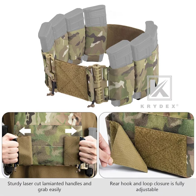 KRYDEX Elastic Carry Cummerbund Quick Release Magazine Pouch for Armor