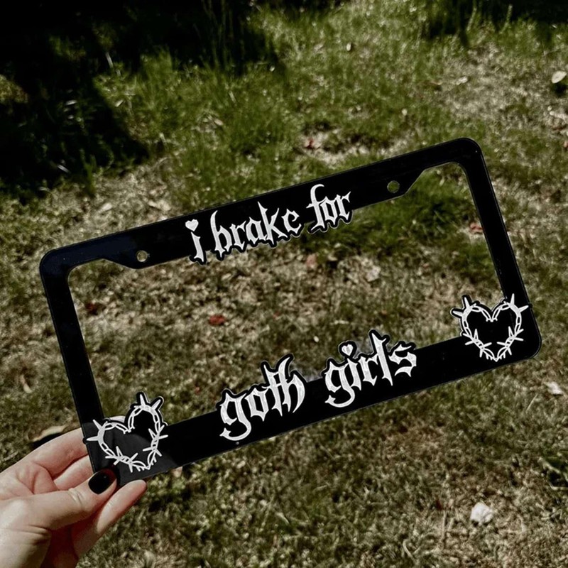 2X Black License Plate Frame Decorative License Brake for Goth