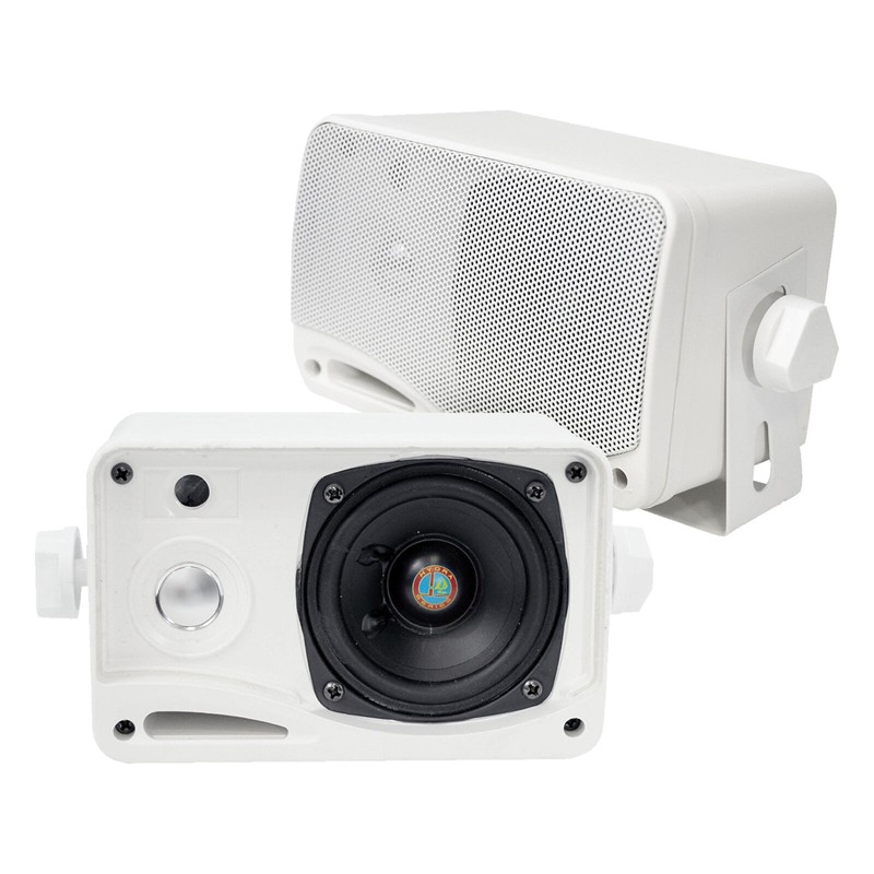 Pyle 3.5" Marine Box Speakers, Antenna ,PLMRB29W White AUX AM