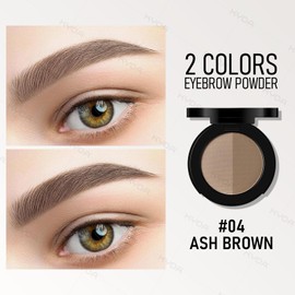 2 Colors Eyebrow Powder Duo, Eyebrow Palette Makeup for Full Defined Natural Brows, Brown Eye Brow Powder for Women with Dual-ended Brush, Waterproof Two Colors Brows Filler, Ash Brown