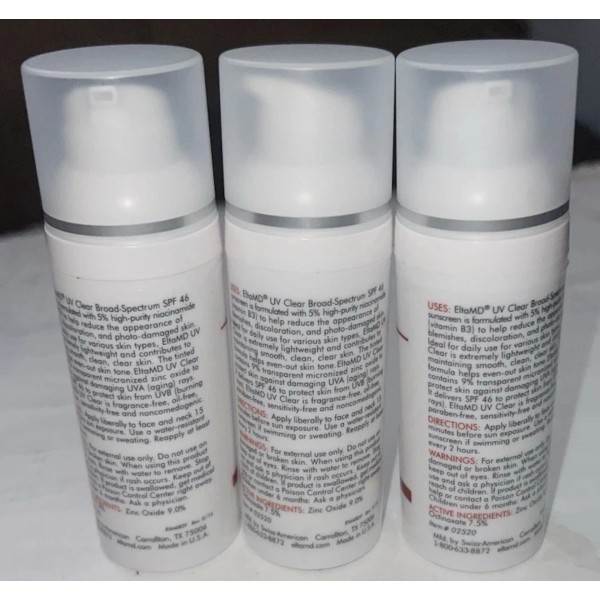 Elta MD Lot of 3 Bottles Broad-Spectrum Tinted SPF 46
