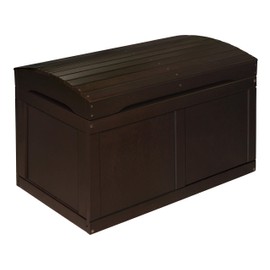 Badger Basket Kid's Hardwood Barrel Top Toy Box Storage Chest with Safety Hinge - Espresso