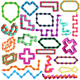 Yunsailing 80 Packs Wacky Tracks Snap Fidget Finger Sensory Snake Puzzles Bike Track Chain Toy Bulk Fidget Toys Snake for Kid Adult Stress Relief Party Classroom Home Travel Multi Color(48 Links)