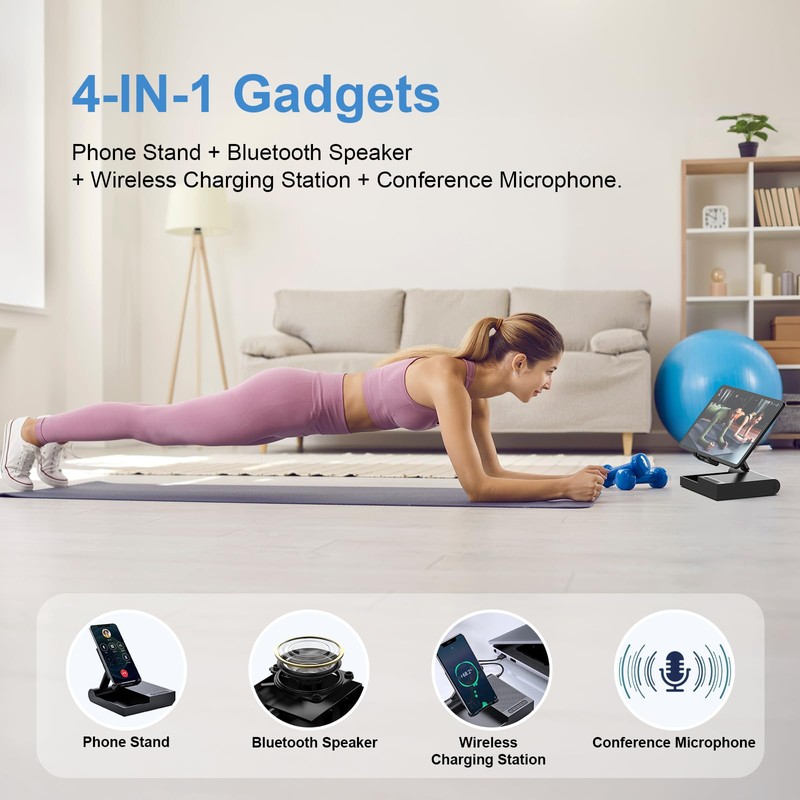 DOSS Cell Phone Stand with Bluetooth Speaker, 15W Wireless Charger