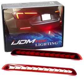 iJDMTOY OE-Spec Red Lens Full LED Rear Bumper Reflector Lights Compatible With Honda 2022-up Civic Sedan, Function as Tail, Brake, Rear Fog Lamps & Sequential Blink Turn Signal