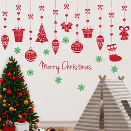 Christmas Wall Decorations Christmas Wall Decals Christmas Tree Wall Stickers Removable Christmas Wall Decor Winter Holiday Wall Stickers for Home Living Room Kids Room & Bedroom
