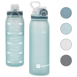 Teentumn Time Marker Water Bottle Gym, 30oz Large Durable Bottle for Workout Sport Travel Water Tracker