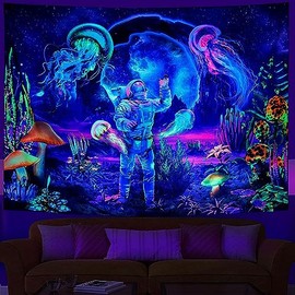 G-LIKE Tapestry Wall Towel UV Reactive Wall Hanging - 3D Digital Printed Colourful Decorative Fabric Decoration for Living Room Bedroom Party Holiday