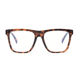GLINDAR Blue Light Blocking Glasses for Women Men Oversized Square Computer Glasses Reduce Eye Strain Tortoise