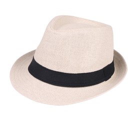Unisex Fedora Hat Trilby Cuban Sun Protection Short Brim (US, Alpha, Small, Medium, Beige)