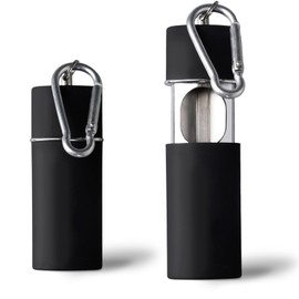 Pocket Ashtray Odour-Proof, Ashtray for On the Go with Lid, Portable Travel Ashtray 3.2 x 8.5 cm/1.26 x 3.35 inches, Ashtray to Go, Pocket Ashtray for Car, Travel, Camping (Black)