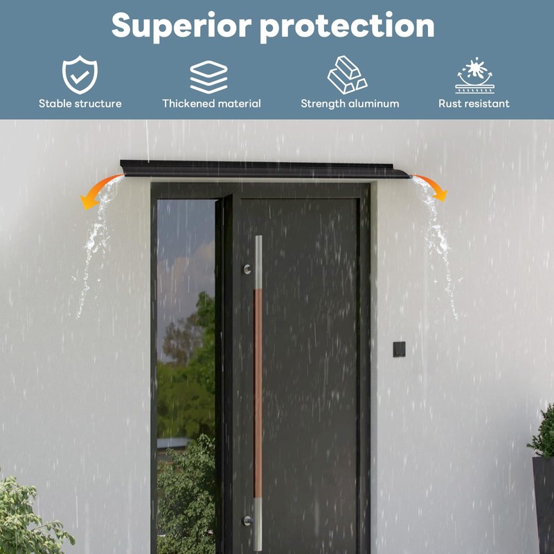 Orechic 2Pack Heavy-Duty Aluminum Door Rain Drip Guard, 4″ Extra-Wide