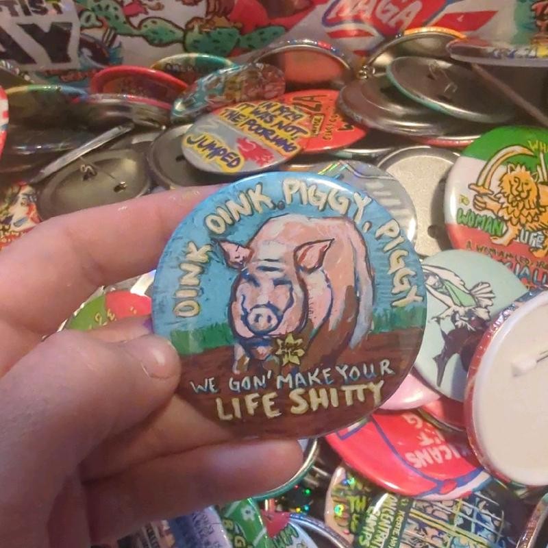 2025 PROTEST PINS -Hand pressed by Sentient Dirt:_Low Tech Solutions_magnetoc-bottle-opener