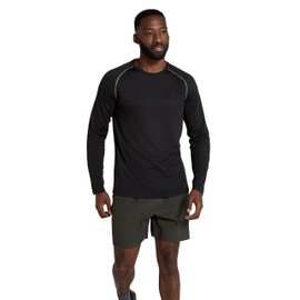 Mountain Warehouse Endurance Mens Top – Long Sleeves, Quick Dry T-Shirt, Highly Breathable Tee, UPF50 Protection Tee Shirt – for, Travelling, Walking, Gym Jet Black XS