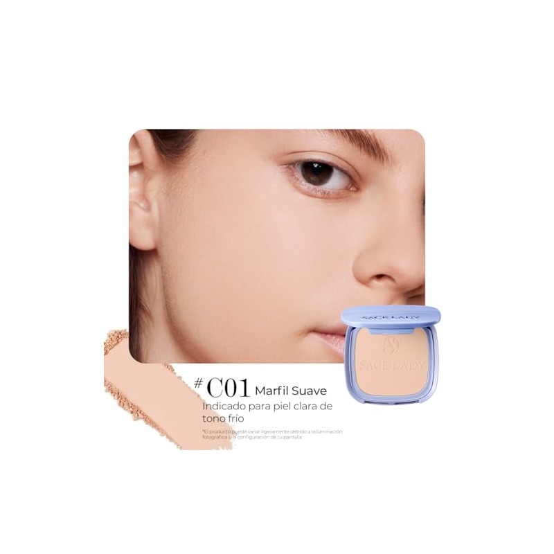 SACE LADY Flawless Master Polvo Compacto Waterproof，Maquillaje en Polvo Traslúcido，Control