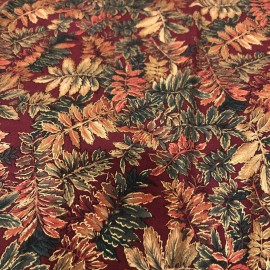 Hoffman California Fabrics VTG PHEASANT HILL by Hoffman Leaves on Burgundy w/ Gold Metallic Accents BTFQ