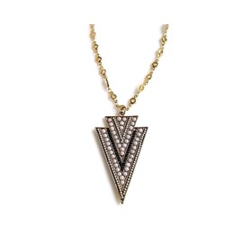 Arrowhead Pendant Necklace, Reversible Pendant Necklace, Ivory Brown Triangle Pendant Necklace, Hammered Gold Pendant, Gold-Plated Chain, Magnetic Clasp, Custom Length, Jewelry Inspirations